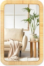Rattan Mirror, 30 x 20 Rectangle Boho Bathroo...