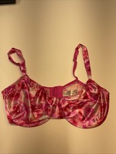 Vtg Delicates Second Skin Satin Unlined Full Coverage Bra 38D Pink Floral