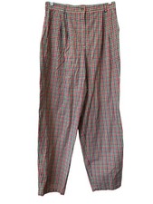 Vintage 90s Susan Bristol Pleated High Pant Size 12 Trousers Plaid Deadstock NEW