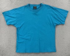 Vintage Ellemeno Adult Large Blue Short Sleeve Blank T Shirt Made In USA 90s EUC