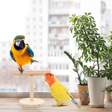 Wooden Bird Training Perch Stand Desktop Parrot Toy Natural Wood Cockatiels