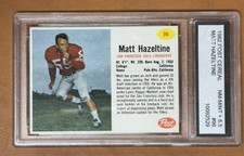1962 Post - Matt Hazeltine #96 San Francisco 49ers NM-MINT +8.5 Trading Card NFL