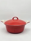 Griswold Flamingo Red Large Enamel Cast Iron Casserole Dish With Lid Dutch Oven