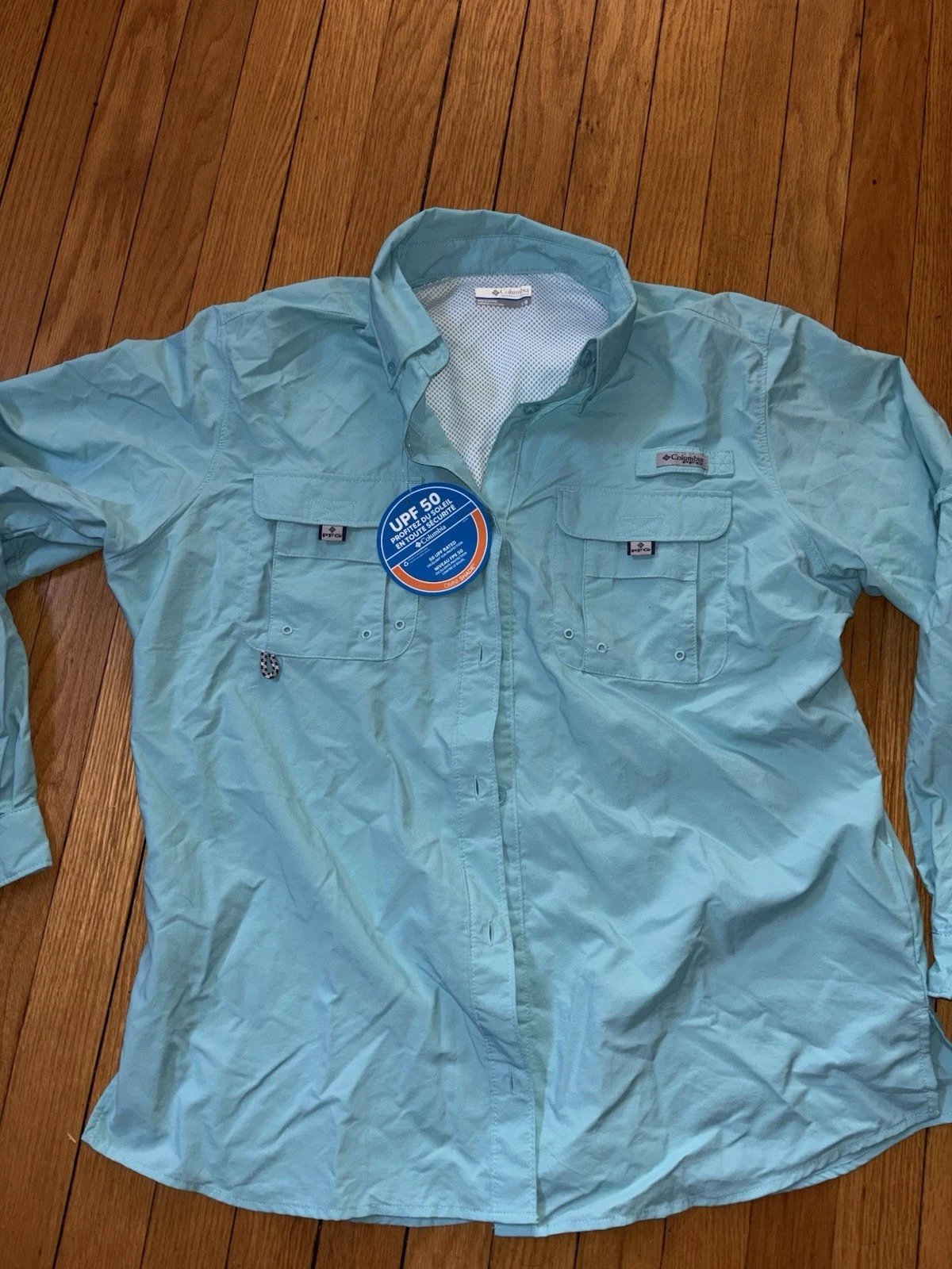 NEW Columbia PFG FISHING SHIRT Aqua Blue Green NWT Men’s 50 UPF NWT