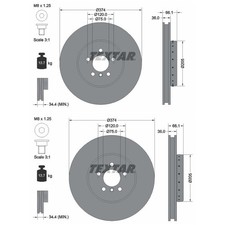 2X TEXTAR BREMSSCHEIBEN 374mm VORNE RECHTS LINKS PASSEND F�R BMW 5 6 7