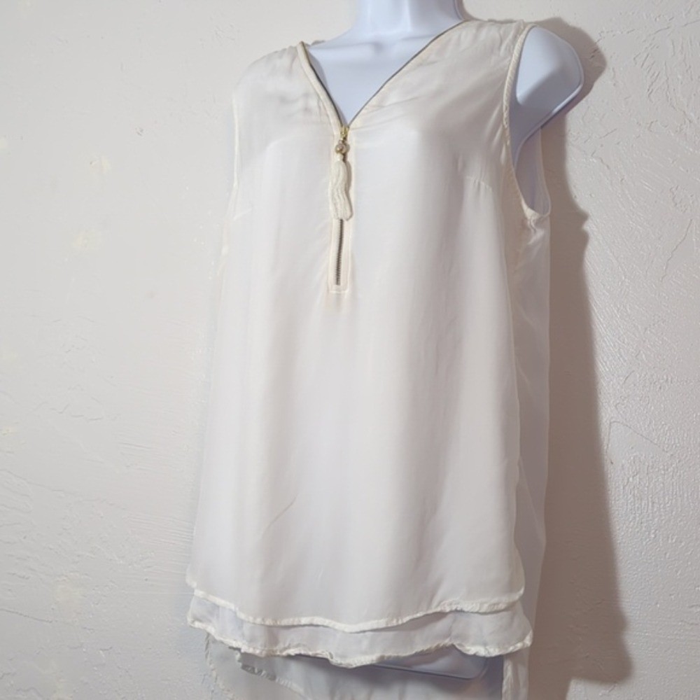 Soft Surroundings Basic White Sleeveless Blouse C… - image 4