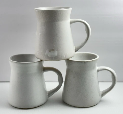 Vintage White Bennington Potters Handled Mug Vermont Art Pottery Clay 3.5” Set 3