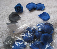 Blue Plastic Silk Rose Petals Loose Bag of Many Preowned But Look Mostly Unused