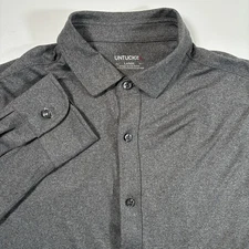 UNTUCKit Performance Shirt Large Gray Stretch Button Up Long Sleeve Spandex