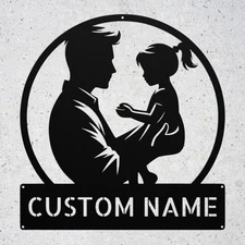 Custom Father Daughter Metal Sign Personalized Dad Daughter Wall Art Gift