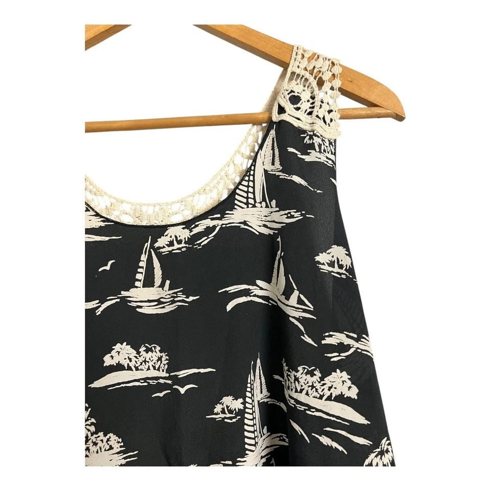 Vintage Havana Tank Top Shirt L Large Lace Racerback Sheer Casual Blouse - Image 2 of 4