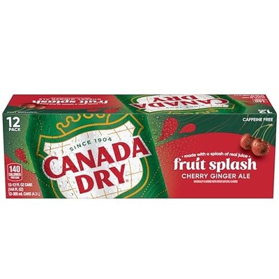Canada Dry Cherry Gingerale Fruit Splash 12oz, Pack of 12 Fl Oz