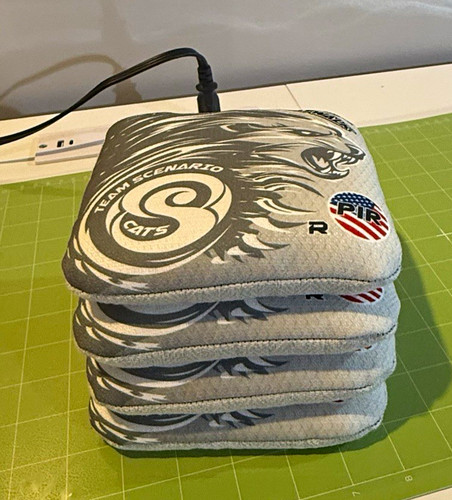 Team Scenario Catwalk Cornhole Bags Set of 4 Full Size Gray/White/Black Cat