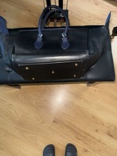 Satchel Bag Black Leather Double Handles Gold...