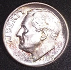 1953-P Philadelphia Roosevelt Dime 90% Silver Ungraded AU Condition