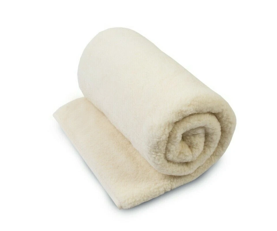 Merino-Wolle Decke 200x200 cm Wolle Wohndecke für Bett Tagesdecke Weiß - Bild 4 von 4