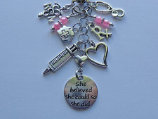 RN REGISTERED NURSE GRADUATION GIFT RX NURSE KEY CHAIN BAG CHARM PURSE CLIP FOB