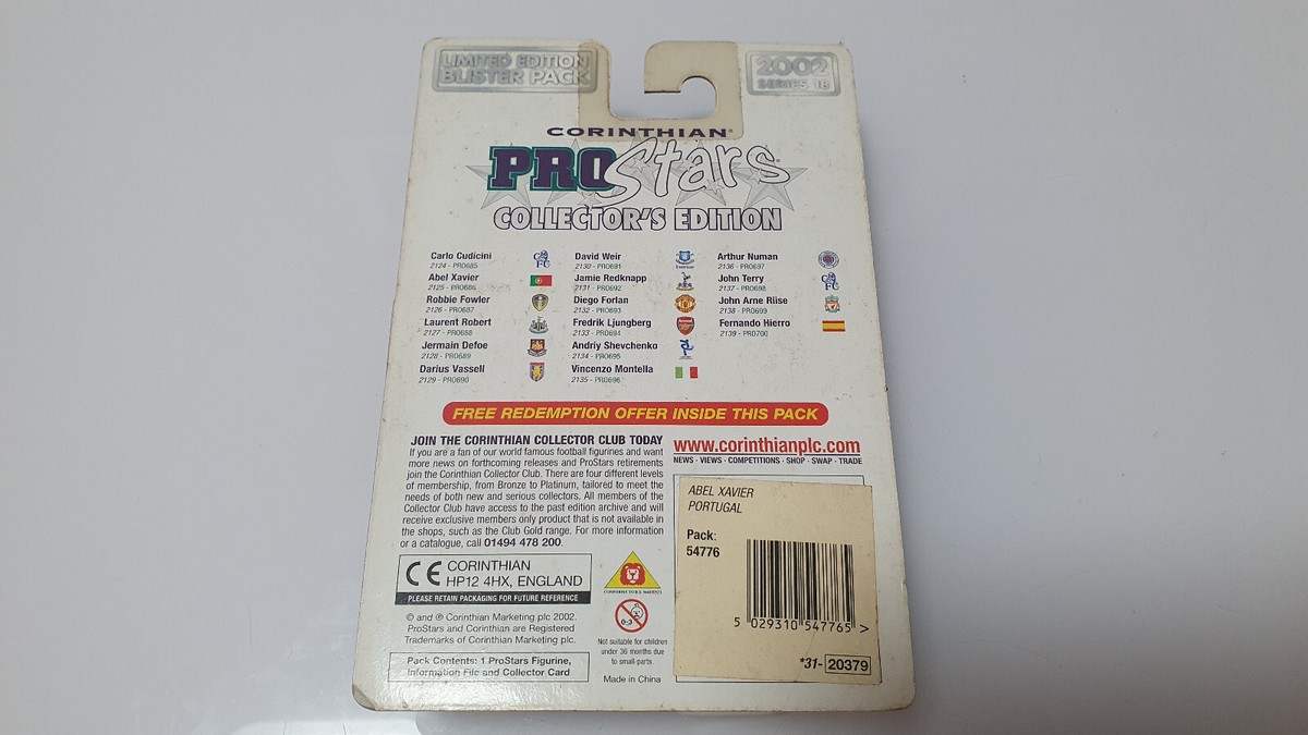 135★サッカー★xavier★prostars★フィギュア Corinthian Abel Xavier Portugal Home Kit Football Soccer Figure