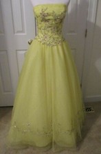 TIFFANY DESIGNS GOWN PROM DRESS EVENING DRESS SEQUINS YELLOW STATE SIZE 10 SMALL