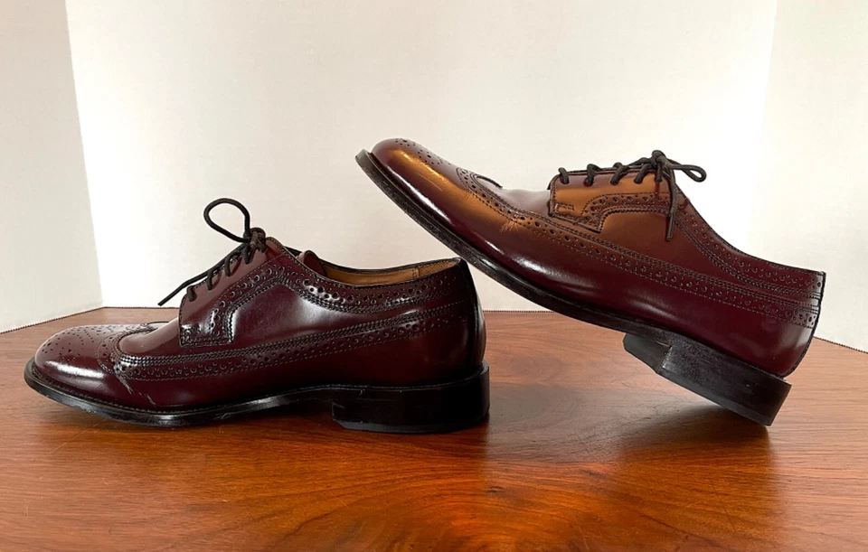 Bostonian Dark Red Laced Wing Tip Men's Shoes OXBLOOD Leather Upper 9-1/2 M - Image 4 of 4