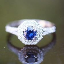 Lab Made Sapphire Ring Sterling Silver 925 , September Birthstone