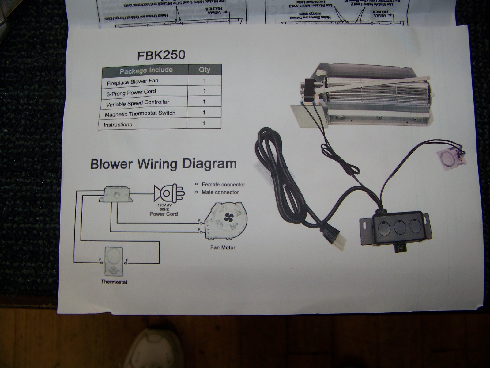 Fireplace Blower Kit FBK-250 New