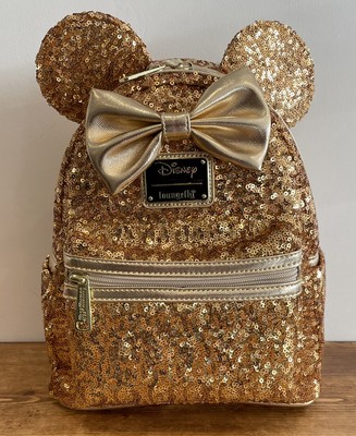 loungefly x disney yellow gold sequin minnie mini backpack exclusive