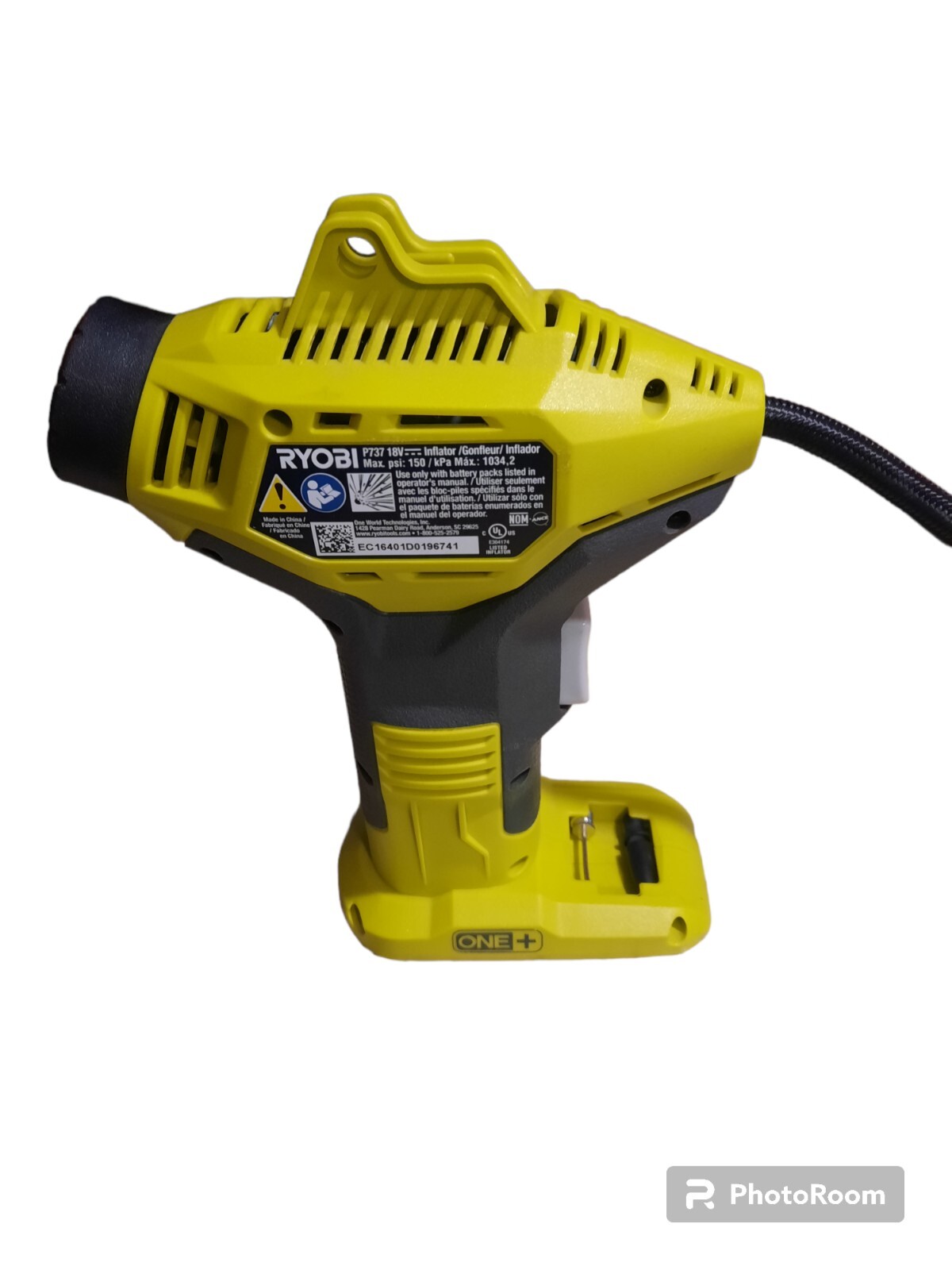 Ryobi 18V high pressure power inflator with digital gauge 150 PSI tool only