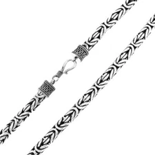 7mm Mens Thick Heavy Weight Byzantine 925 Sterling Silver Chain Necklace, 18-30"