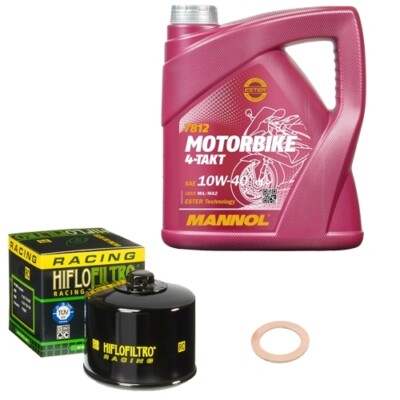 HiFlo Ölfilter Set MANNOL 10W40 4L für BMW K 1200 S ABS K12S/K40 Bj.2005
