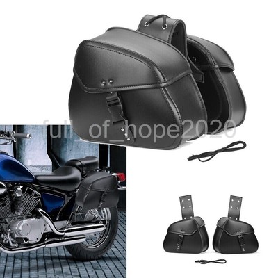2pcs PU Leather Motorcycle Saddlebags Throw Over Panniers Side