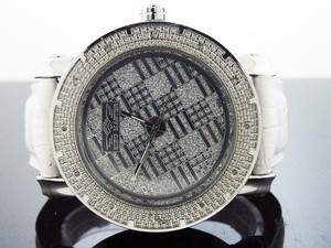 King-Master-12-Diamonds-Watch-with-Silver-face-white-band