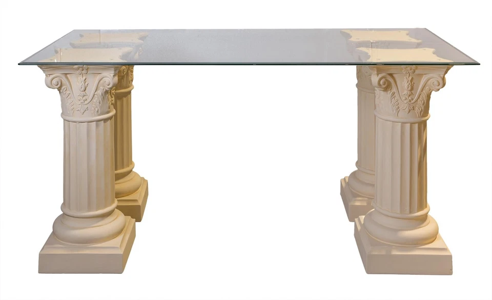 Antiker Glas Esstisch Tafeltisch Säulentisch Küchentisch Schreibtisch Barock - Bild 1 von 4