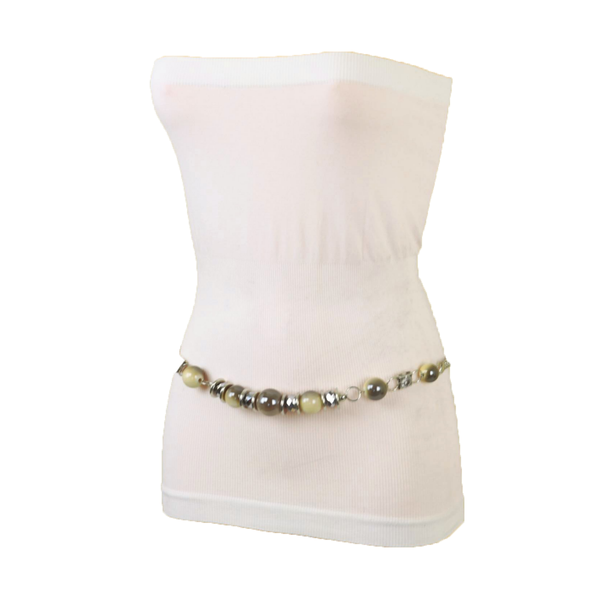 Women Silver Metal Chain Beaded Beautiful Evening Wear Belt  display picture 3