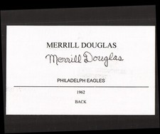 MERRILL DOUGLAS PHILADELPHIA EAGLES  AUTHENTIC AUTOGRAPHED 3 X 5 CARD FOOTBALL