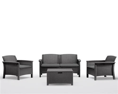 Gartenmöbel Set Rattan Optik Lounge Grau Sitzgruppe 4-tlg Loungemöbel Gartenset - Bild 2 von 4