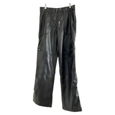 FASHION NOVA NWT Women  s Black Faux Leather Pants-MEDIUM