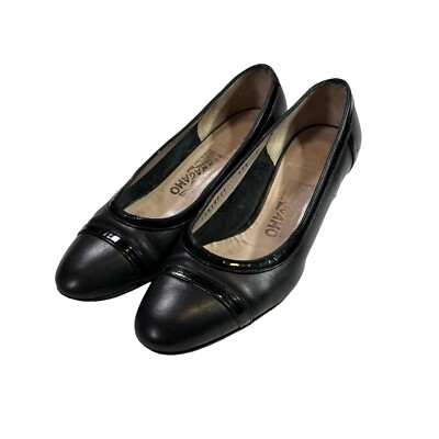 Salvatore Ferragamo Low Heel Pumps Size 6 C Black Fabula Leather