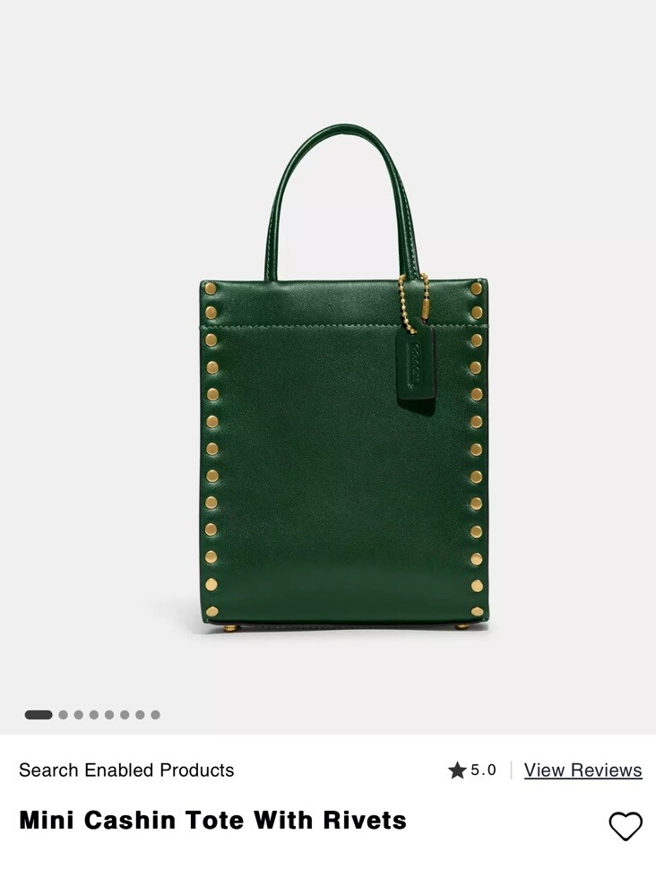 COACH Mini Cashin Tote Crossbody With Rivets AMAZON GREEN NWT