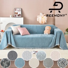 Reemony Sofa Couch Throw Cover Blanket Lounge Slipcover Protector Chenille Decor