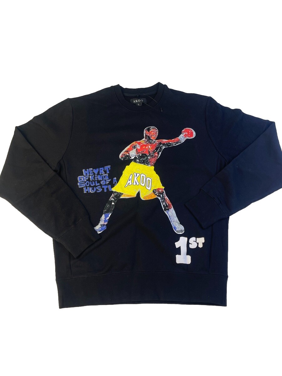 Mens 100% Authentic Akoo Crewneck Sweater Size Large Color Black