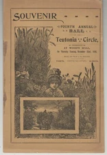 1894 Jersey City, NJ Souvenir Fourth Annual Ball Teutonia Circle at Wood's Hall