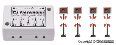 Viessmann 5835 Spur H0 - Andreaskreuze 4 Stück mit Blinkelektronik NEU und OVP