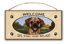 Wood Welcome Sign - Puggle