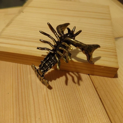 Brass Crayfish Pen Holder Animal Statue Tabletop Figurine Home Decor Gifts New: - Picture 7 of 9