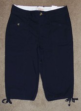 New Womens Dockers 6 Crop Pants Khakis Capris Navy Blue Cotton Stretch