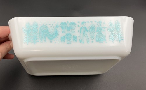Vtg Pyrex Turquoise Amish Butterprint Lidded Refrigerator Dish Set of 4 (8-PCs) - Picture 14 of 24