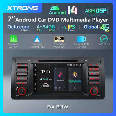 XTRONS 2K 7'' Autoradio Android 14 4G+64GB GPS Navi DVD Gyroscope Für BMW X5 E53