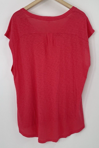 Sun Dry Women’s Coral Pink Cap sleeve 100% Pima Cotton V-Neck T-Shirt Top Sz 2 - Picture 2 of 8