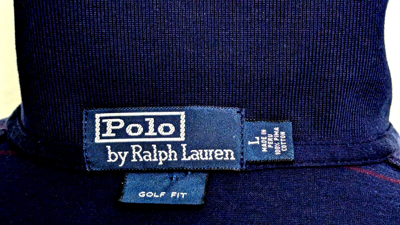 POLO RALPH LAUREN Men's L GOLF FIT Polo Shirt Navy Stripe 100percent PIMA Cotton RARE* image 10